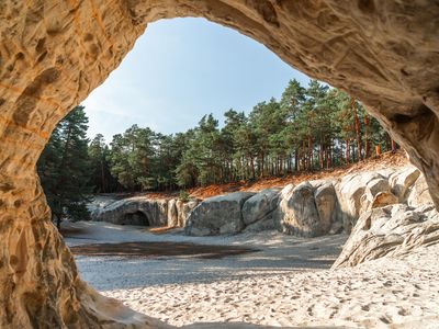 Das Bild zeigt die Sandsteinhöhlen in Blankenburg.